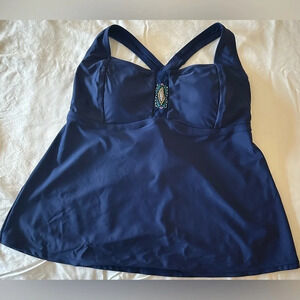 Jessica Simpson Navy Blue Tankini Top Size 0X
